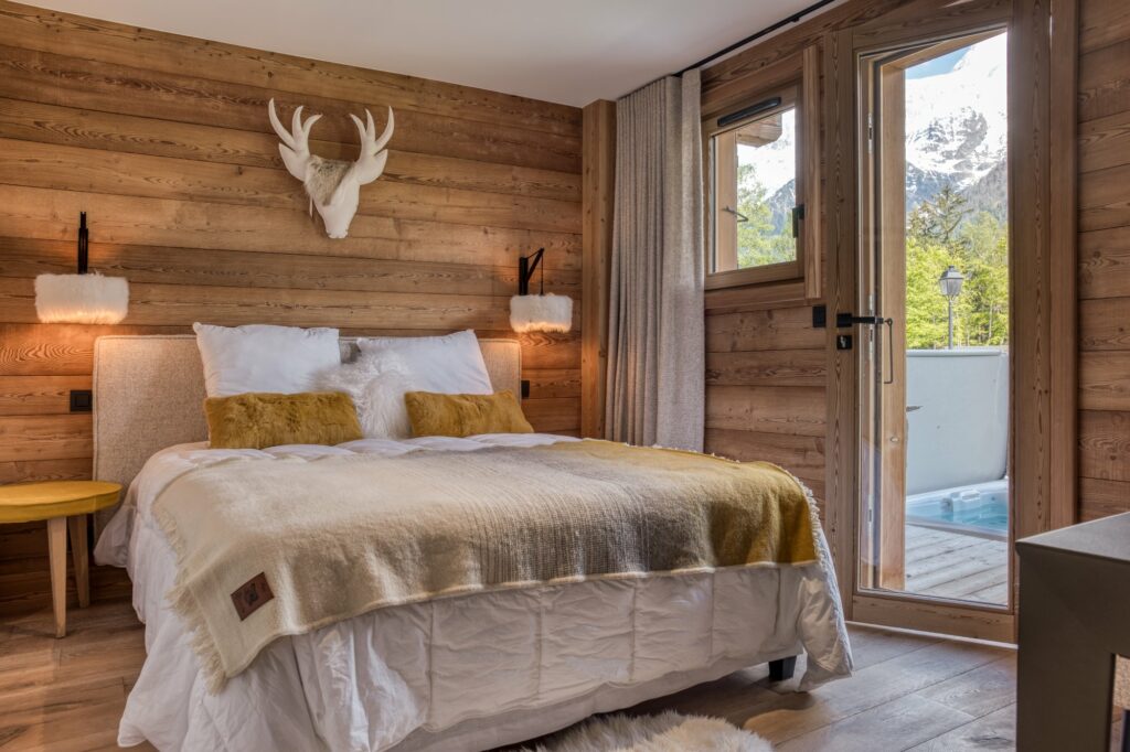 Intérieur chambre chalet Chamonix